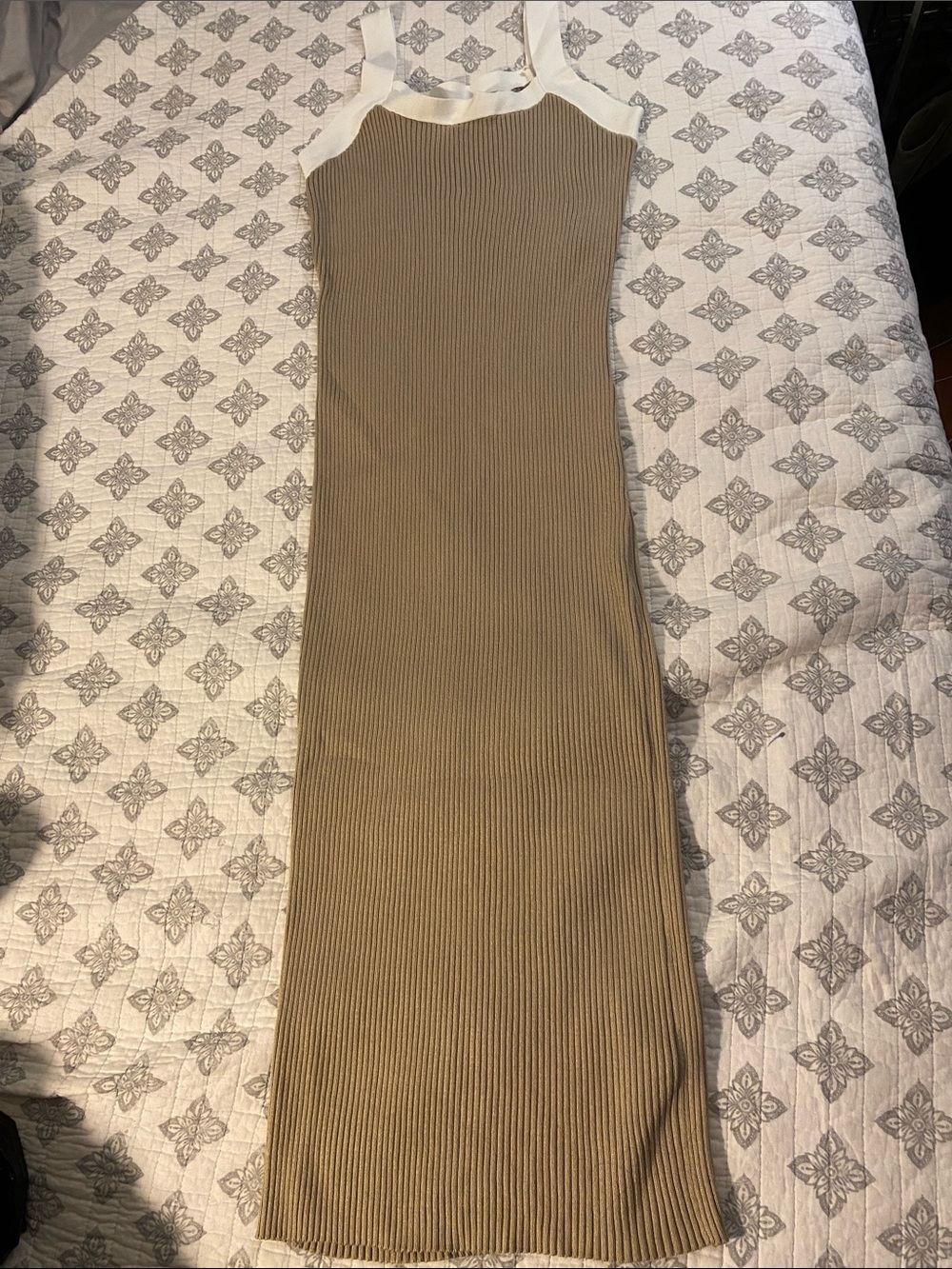Ashly&Sage Ribbed Scoop Neck Sweater Dress in Tan